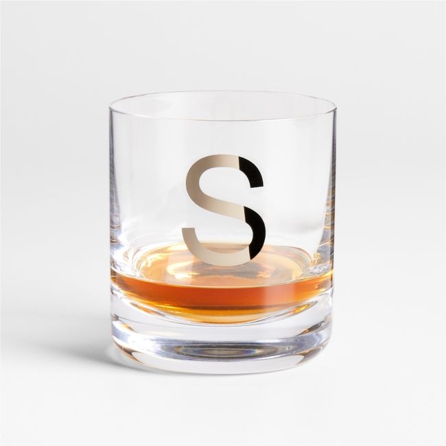 "S" Monogrammed Double Old-Fashioned Glass - Image 0