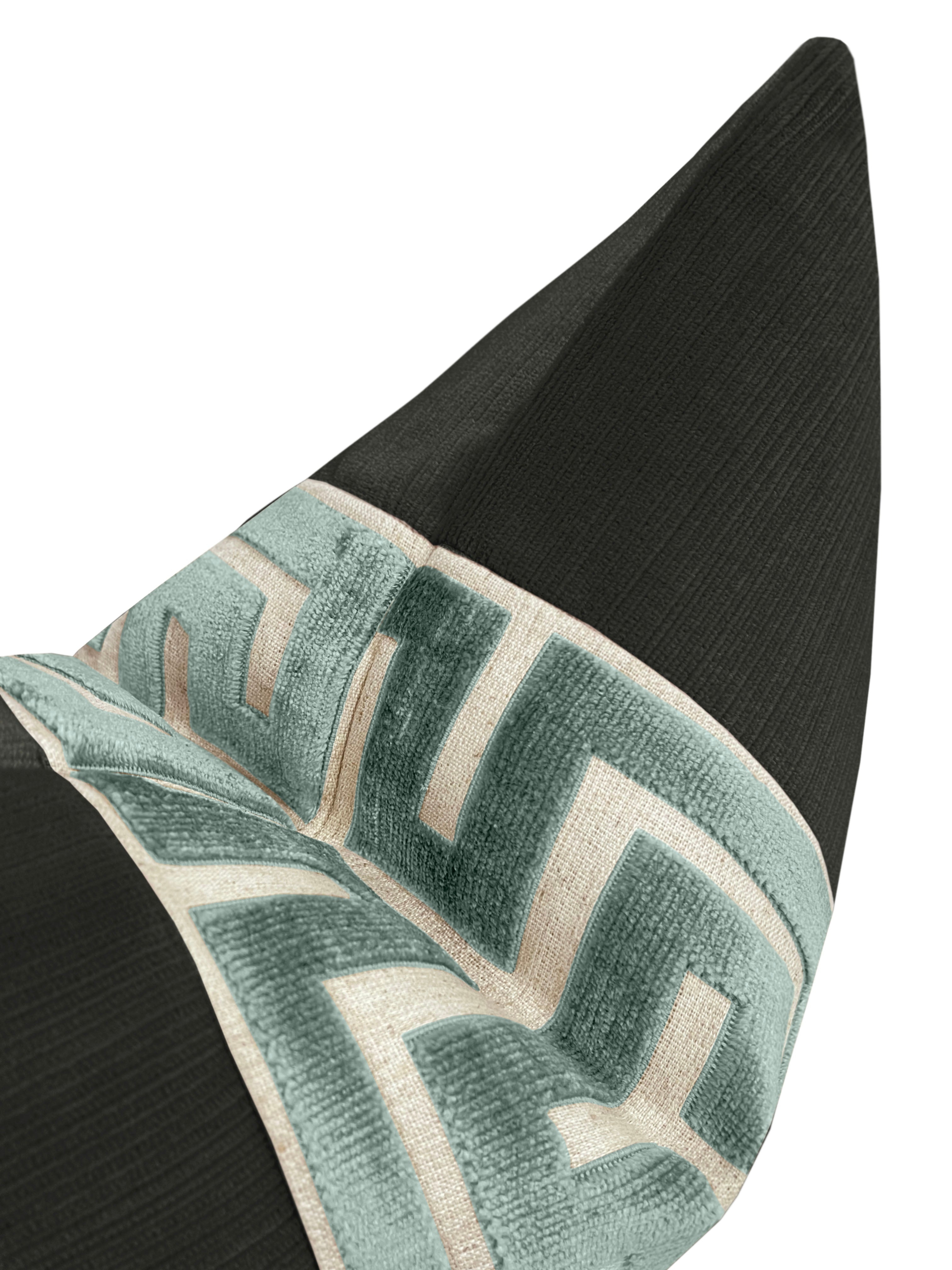 THE LITTLE LUMBAR :: STRIE VELVET // GRAPHITE + TURKISH GREEK TRIM - LITTLE LUMBAR 12" X 18" - Image 2