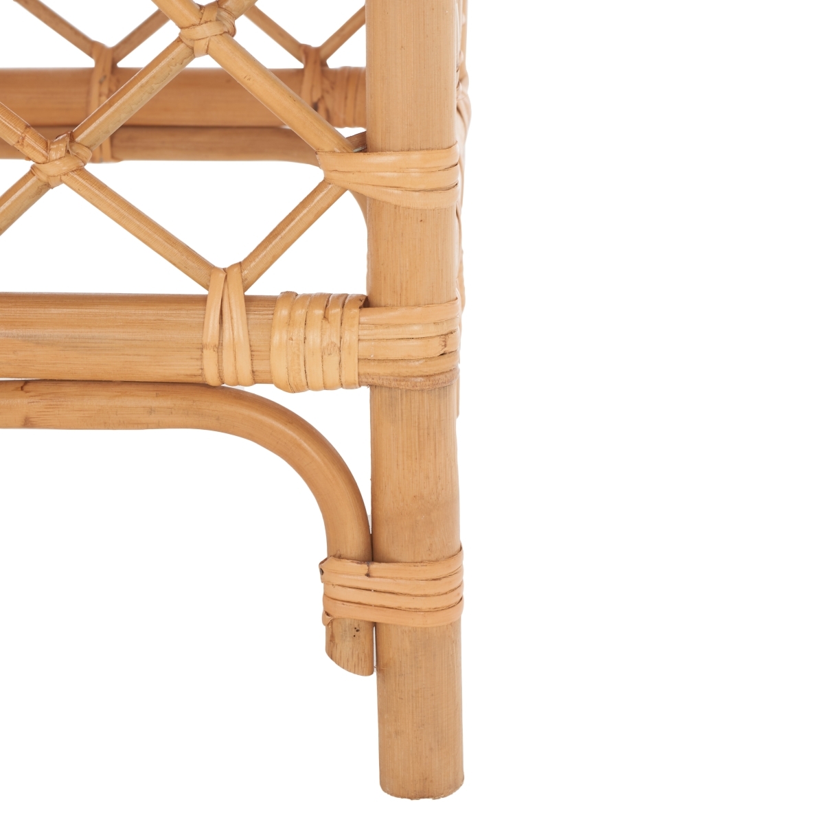 Larroux Rattan Ottoman W/ Cushion - Honey / White - Safavieh - Image 3