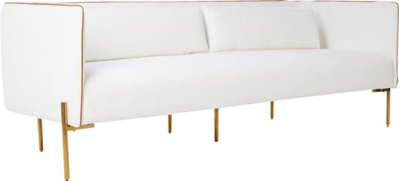 Colette White Sofa with Faux Leather Piping - Image 2