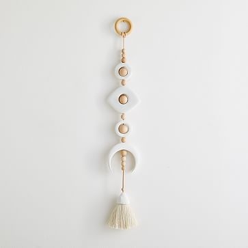 West Perro Wall Hanging, Sand Ojo with Moon, White - Image 0