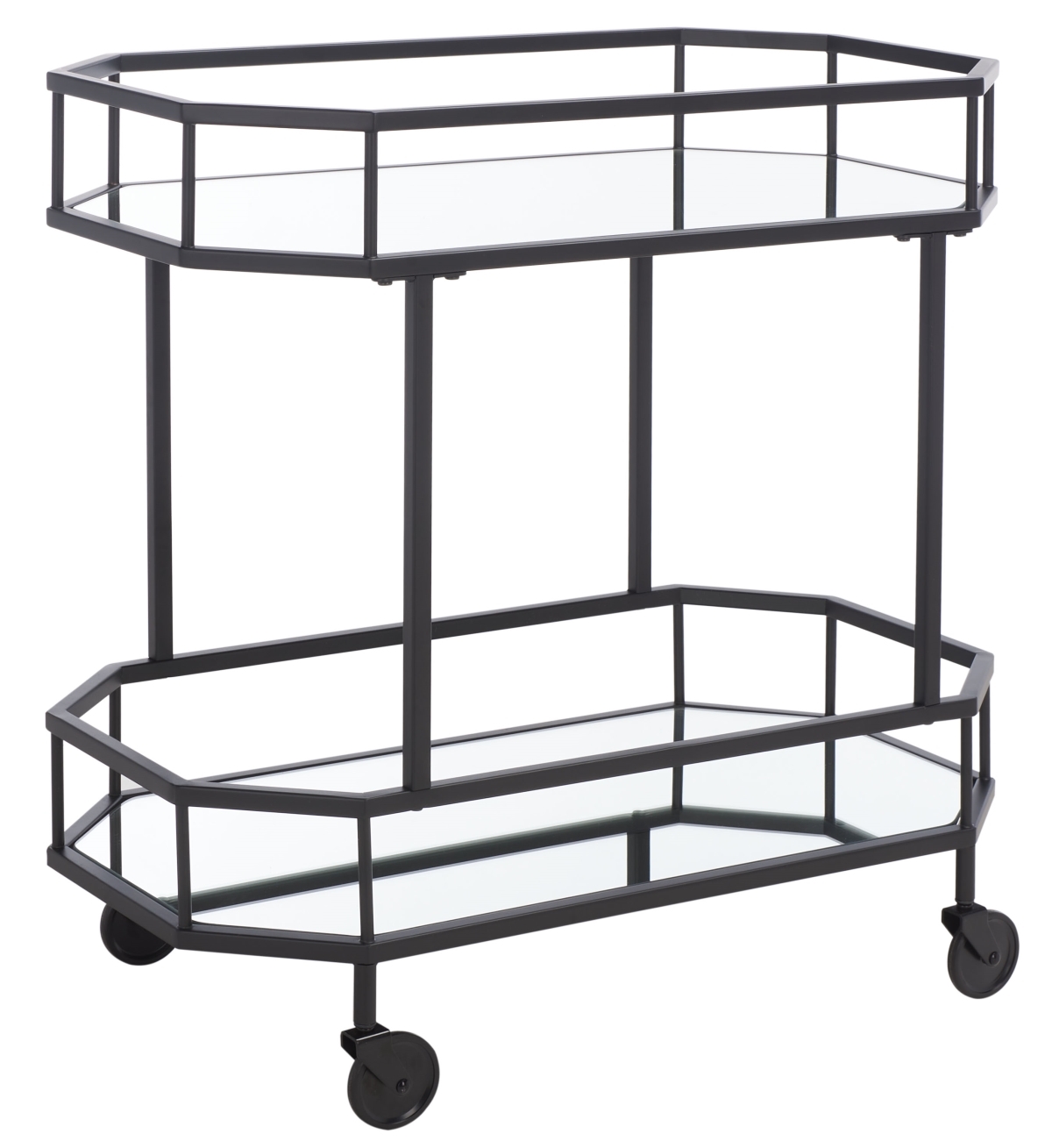 Silva 2 Tier Octagon Bar Cart - Matte / Black - Safavieh - Image 5