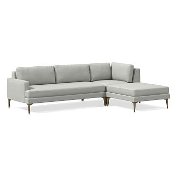 Andes 101" Right Multi Seat 3-Piece Ottoman Sectional, Petite Depth, Deco Weave, Pearl Gray, BB - Image 0