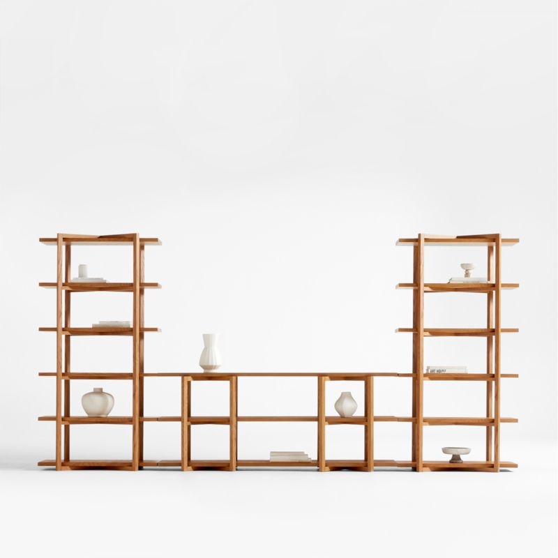 Thomas Barley Oak Wood Modular Narrow 5-Shelf Open Bookcase - Image 2