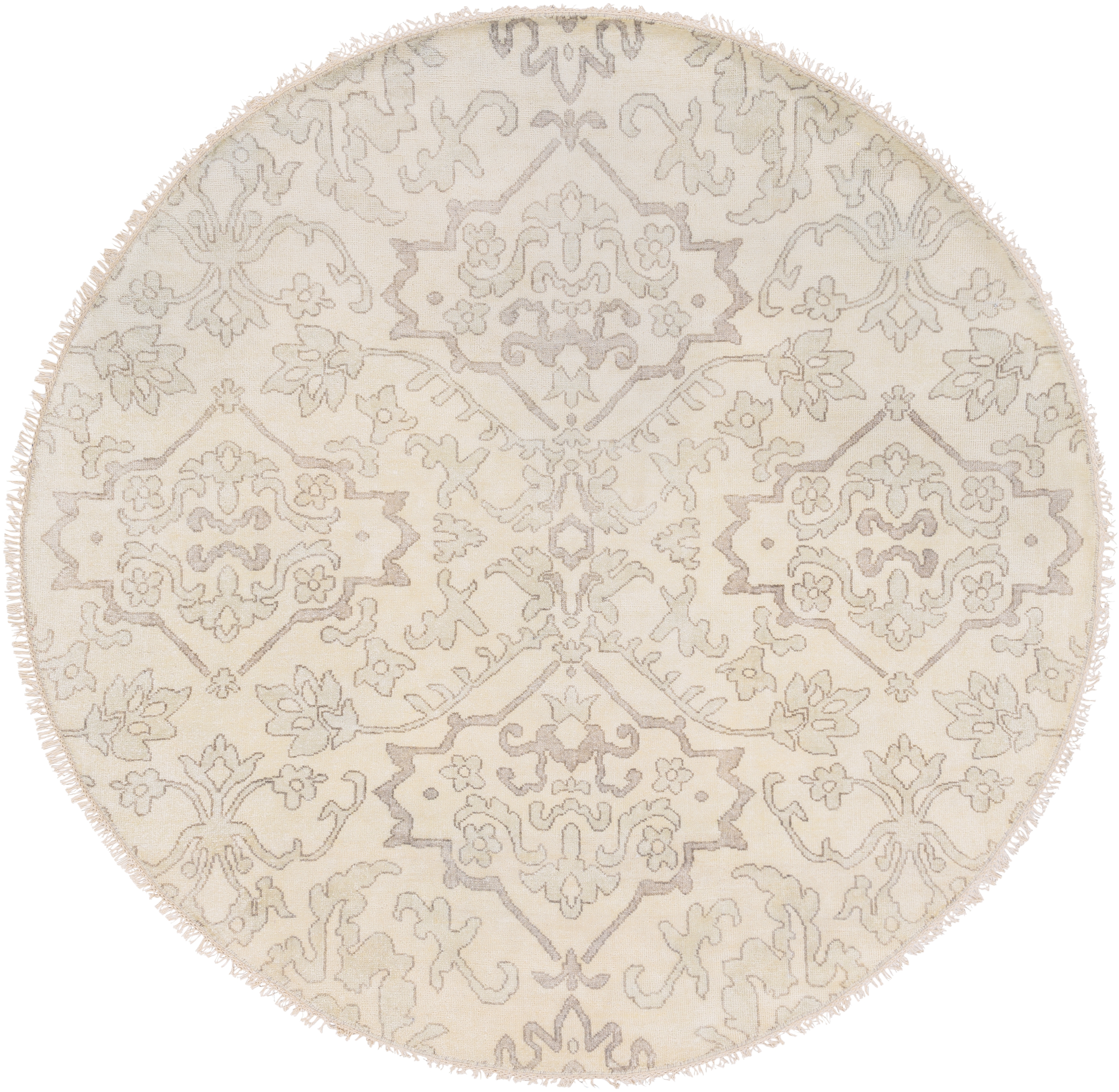 Hillcrest Beige Indoor 8' x 8' Handmade Rug - Image 0