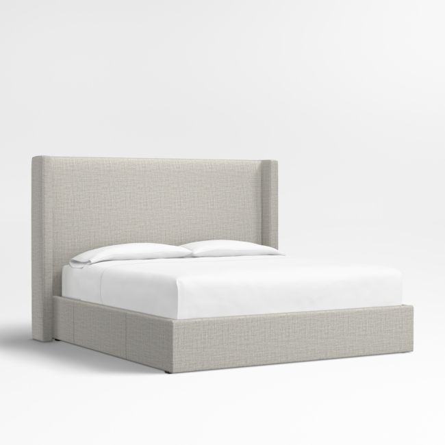Arden 60" Mist Grey Upholstered King Headboard with Storage Bed Base - Image 0