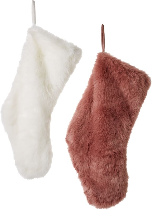 Faux Fur Dusty Rose Stocking - Image 4