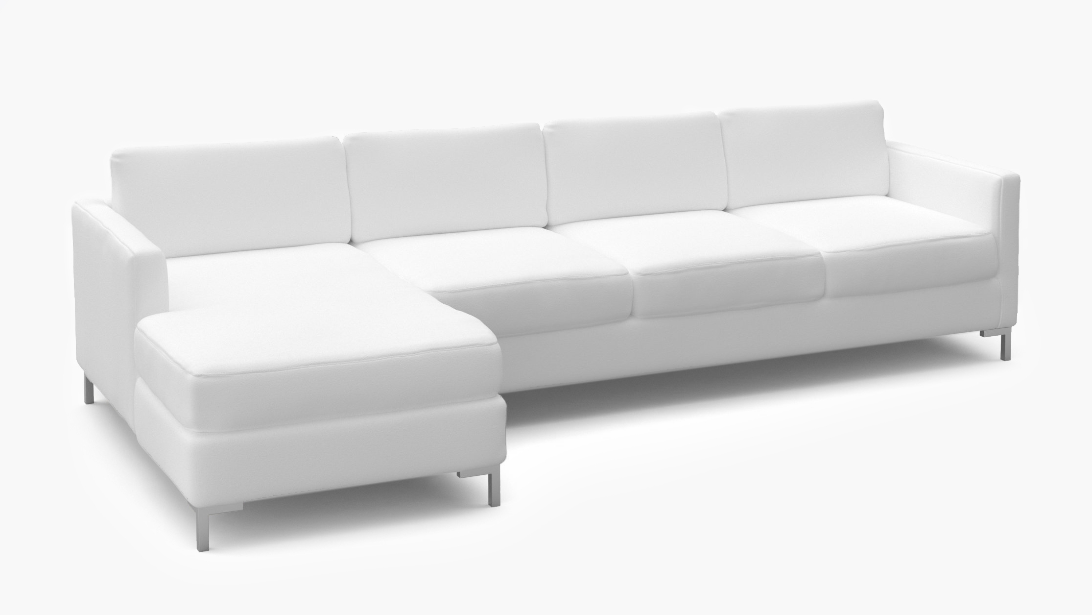 Modern Sectional, Left Facing, White Twill, Chrome L Leg - Image 1