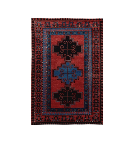 Ona Hand-Knotted Rug - Red & Blue (Estimated Shipping October 2nd, 2020) - Image 0
