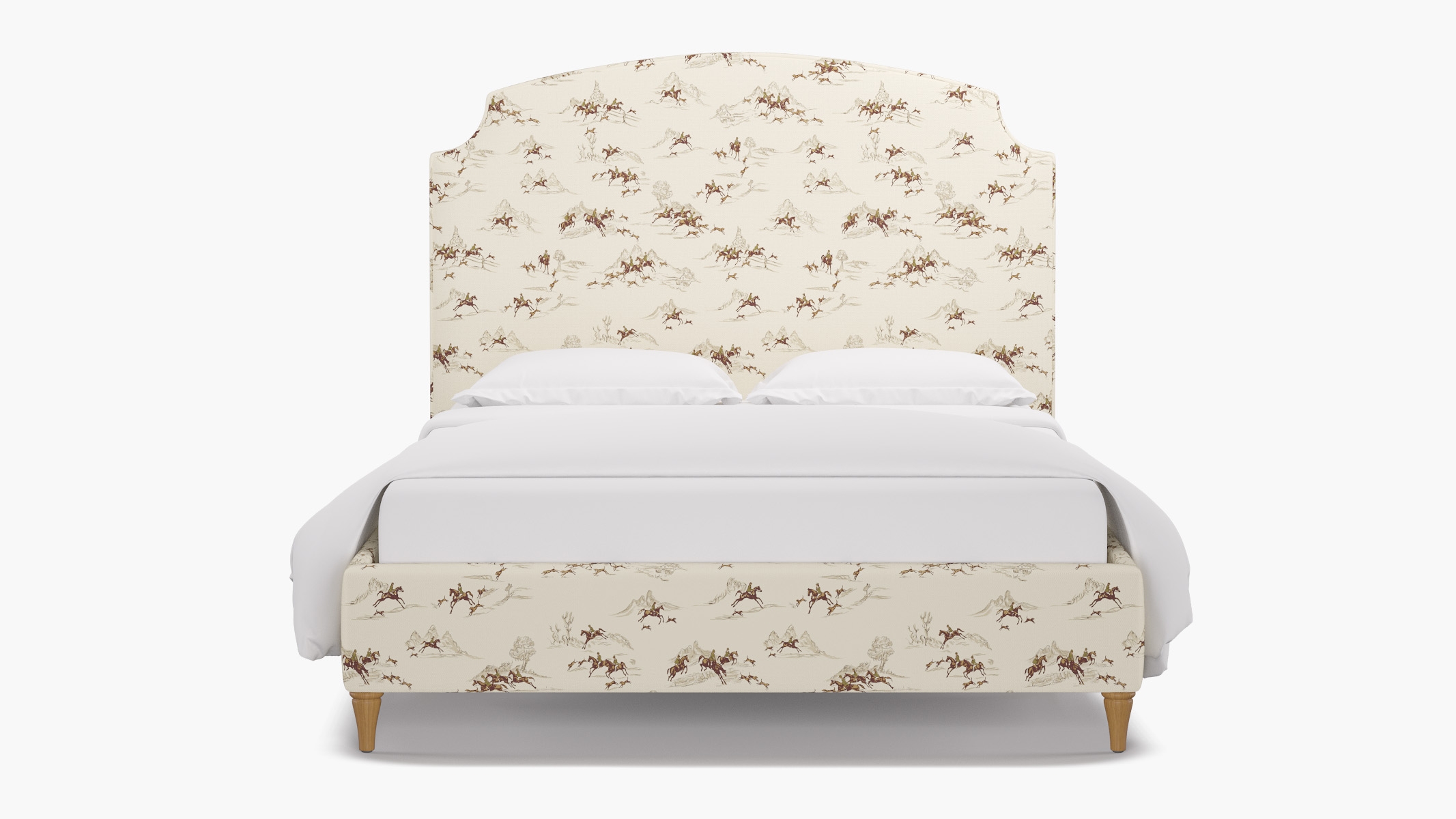 Cove Bed, Green Cotswold Hunt, Natural Decorative Tapered Leg, Twin - Image 0