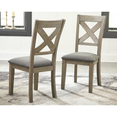 Emiliano Upholstered Cross Back Side Chair in Brown (Set of 2) - Image 0