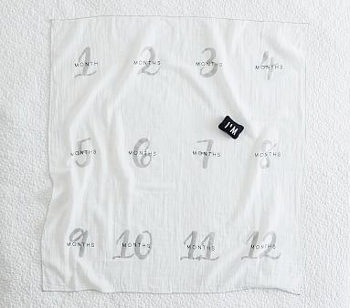 Milestone Blanket, Stroller Blanket, Gray - Image 1