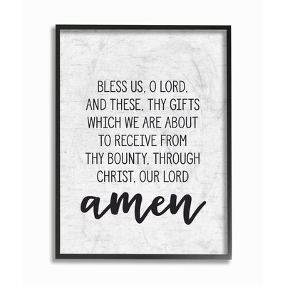 Bless Us O Lord Before Meal Prayer Subtle Typography - Graphic Art Print - Image 0