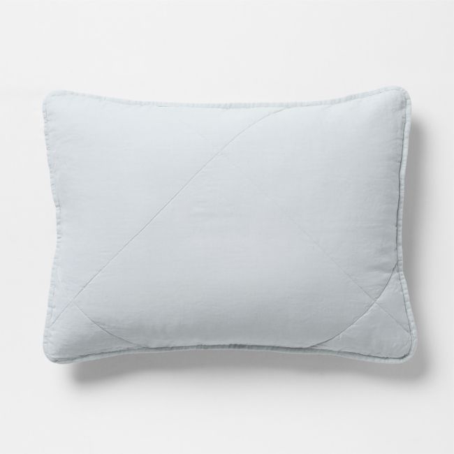 Aire Natural EUROPEAN FLAX ™-Certified Linen Mist Blue Standard Quilted Bed Pillow Sham - Image 0