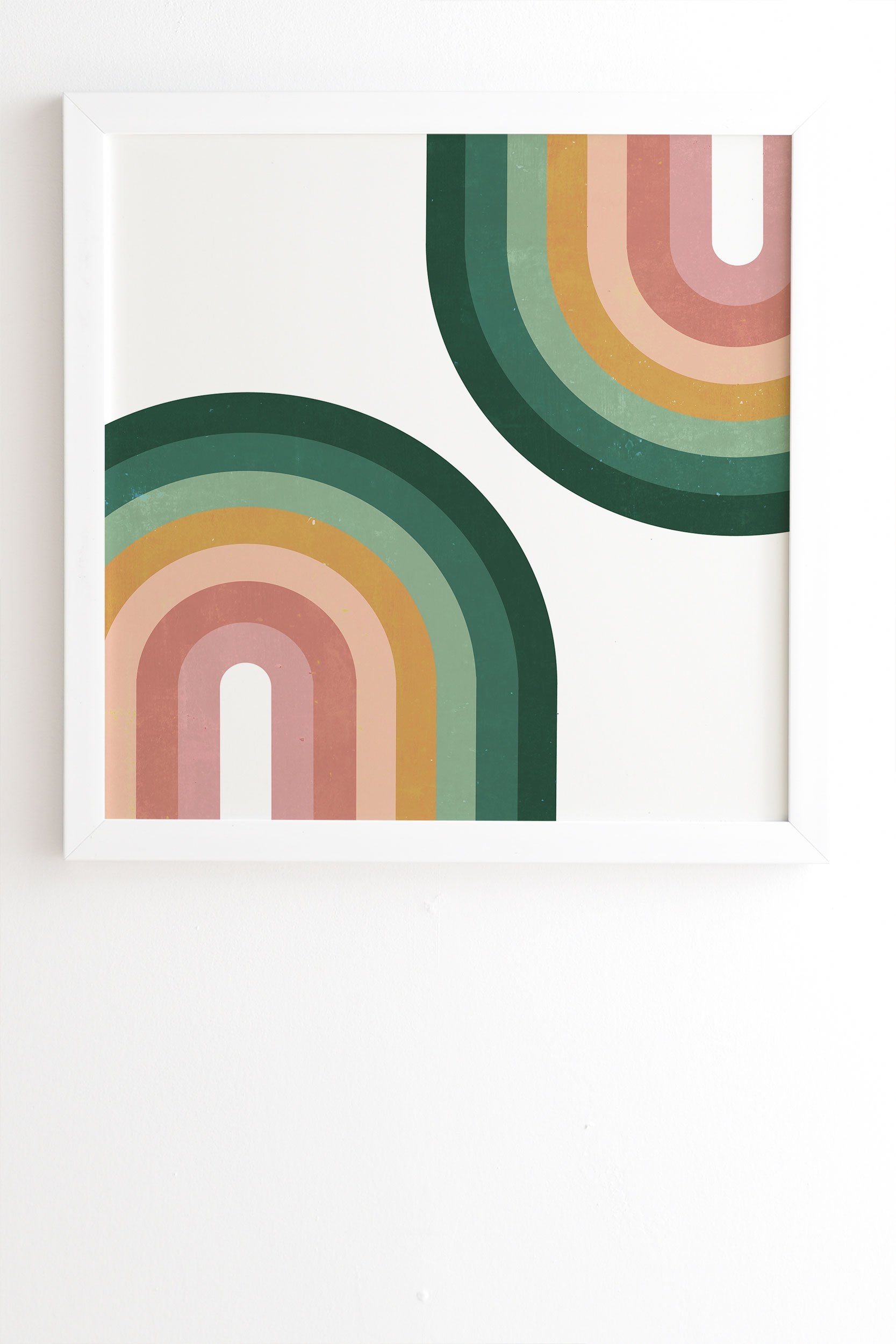 Emanuela Carratoni Summer Double Rainbows White Framed Wall Art - 20" x 20" - Image 1