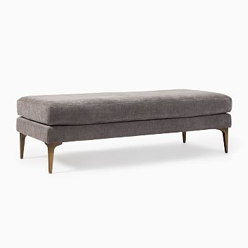 Andes Bench, Poly , Chenille Tweed, Mauve, Blackened Brass - Image 1