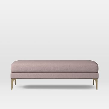 Andes Bench, Poly , Distressed Velvet, Mauve, Blackened Brass - Image 0