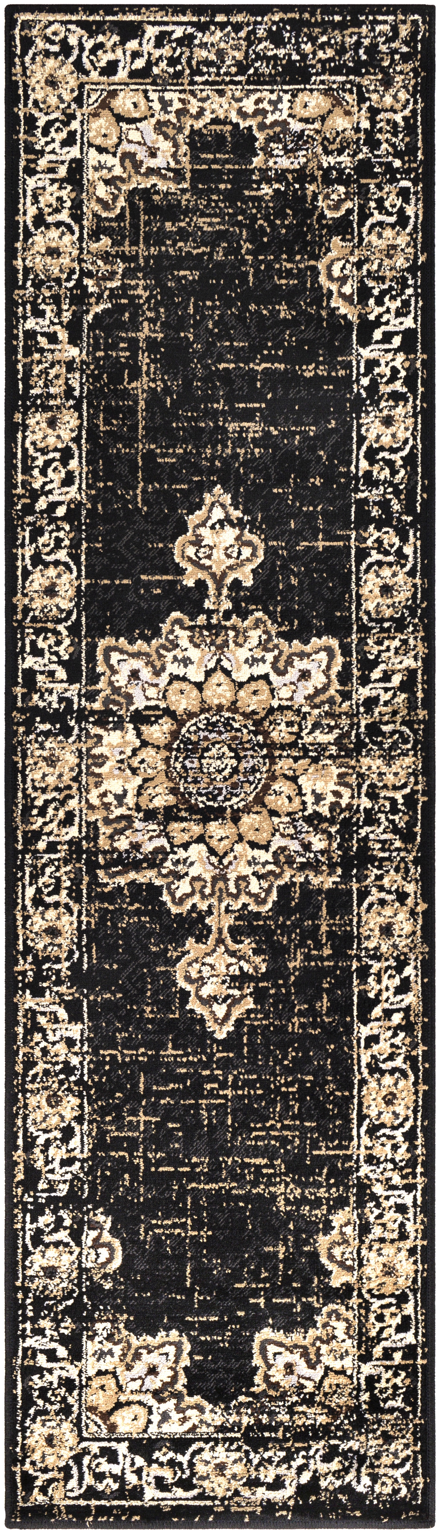 Paramount Black Indoor 2'2" x 7'7" Machine Woven Rug - Image 0