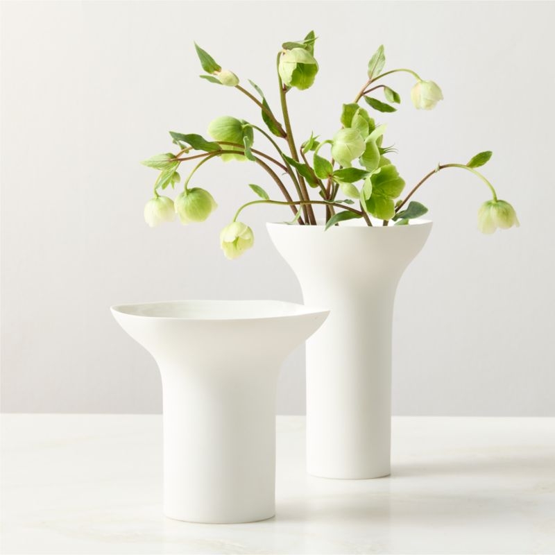 Flora Short White Porcelain Vase - Image 2