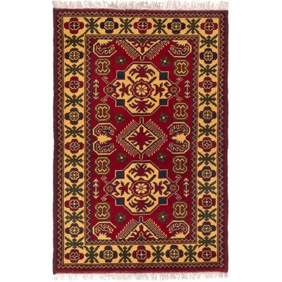One-of-a-Kind Proby Hand-Knotted 2010s Kargahi Red/Beige 2'9" x 4'2" Wool Area Rug - Image 0