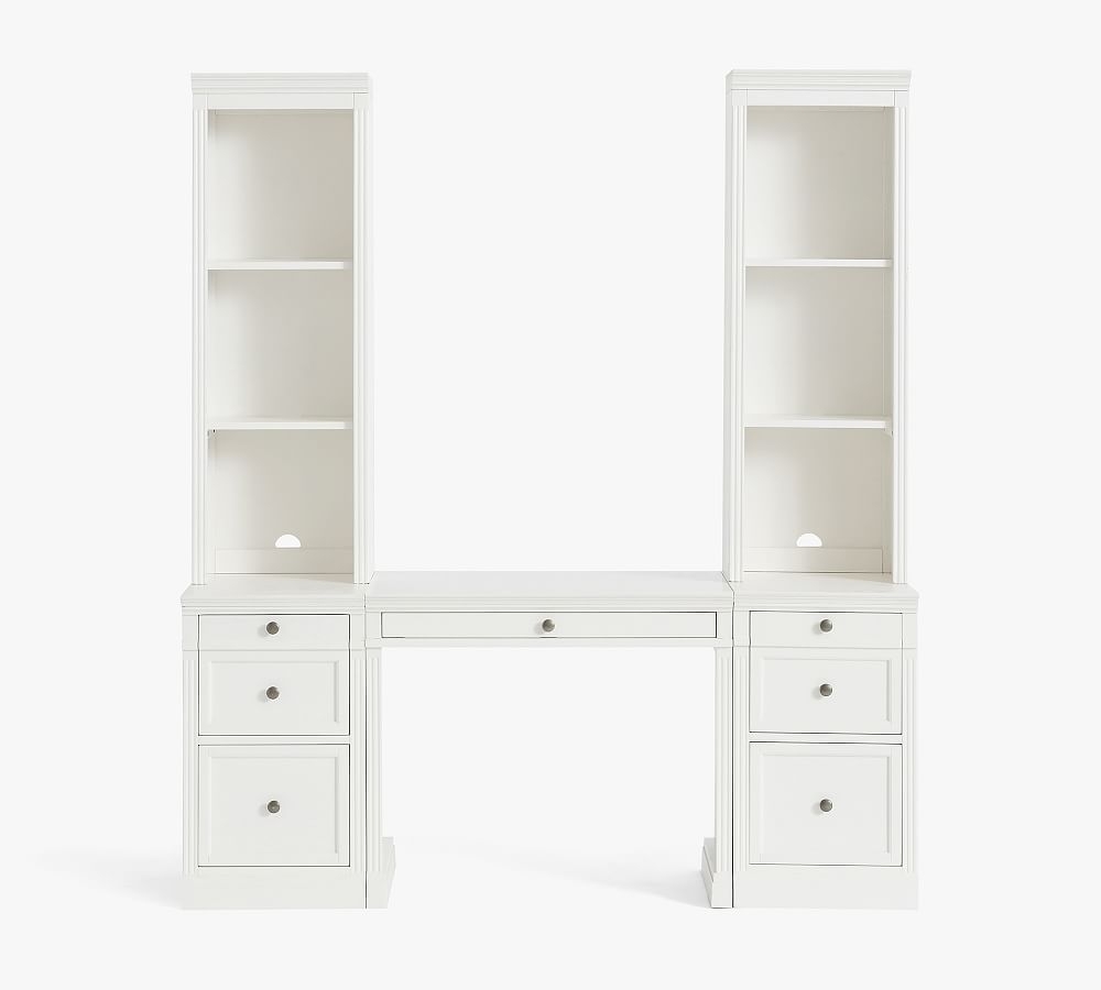 Livingston Desk with Bookcase Towers, Montauk White - Image 0
