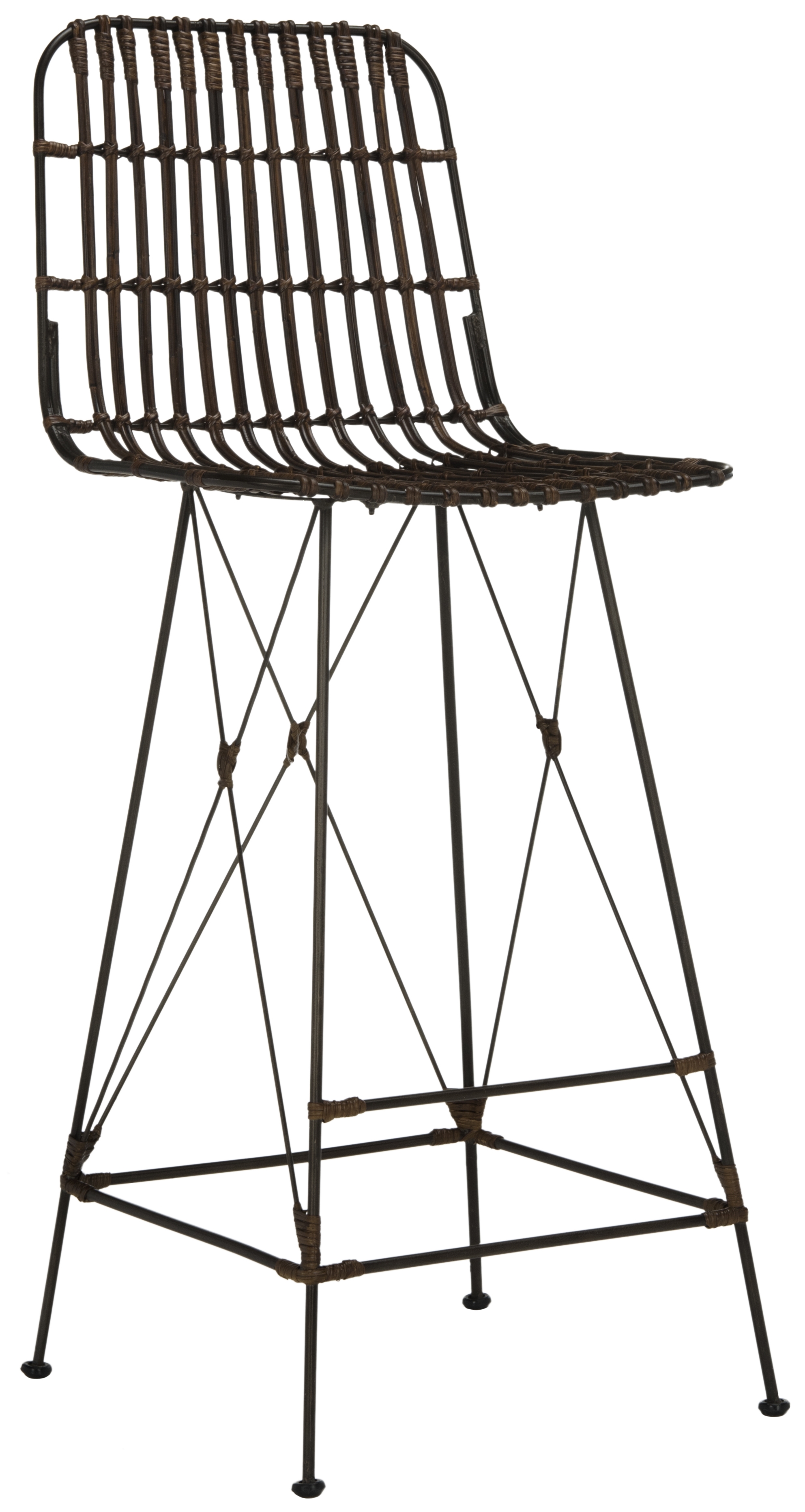 Minerva Wicker Bar Stool - Croco Brown - Safavieh - Image 2