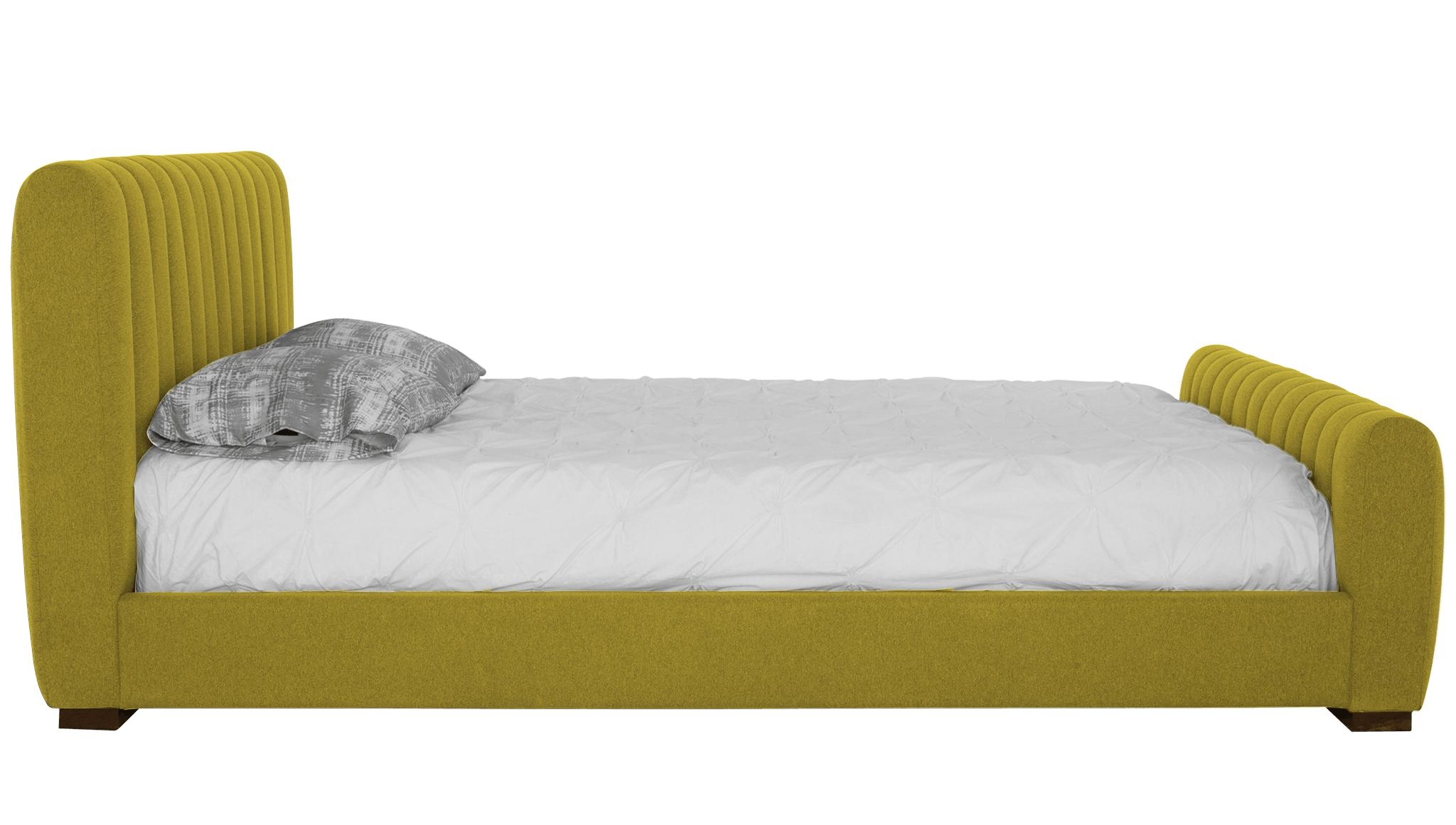 Yellow Camille Mid Century Modern Bed - Bloke Goldenrod - Mocha - Queen - Image 2