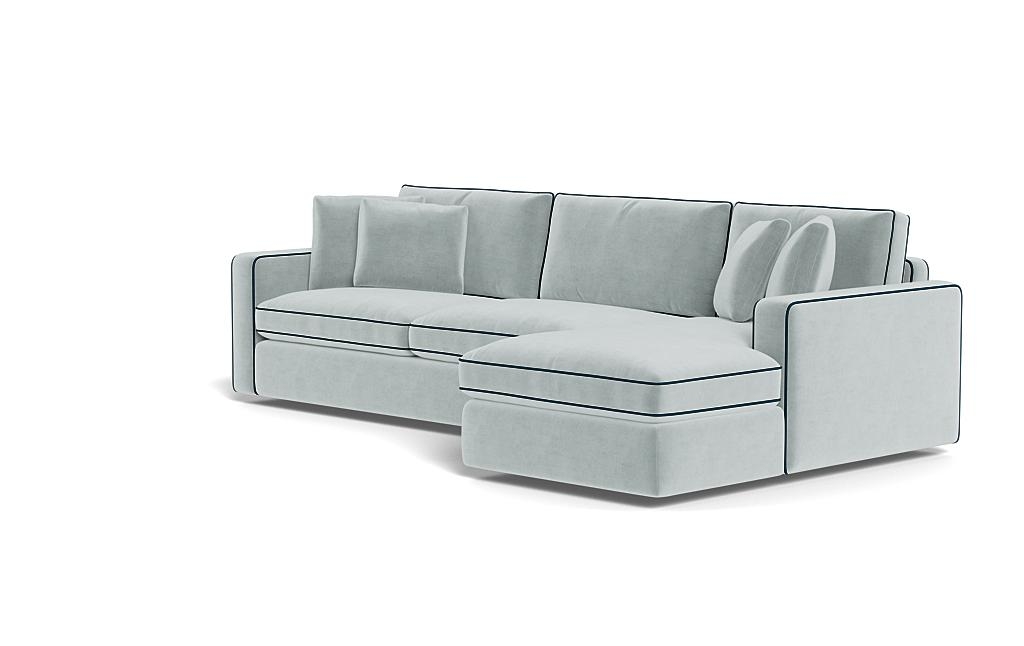 James 3-Seat Right Chaise Sectional with Contrast Piping - Image 2
