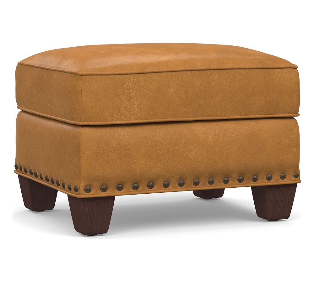 Irving Roll Arm Leather Storage Ottoman, Polyester Wrapped Cushions, Vintage Camel - Image 0