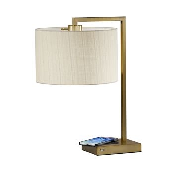 Stonewall PB Charge Table Lamp, Brushed Steel - Image 4