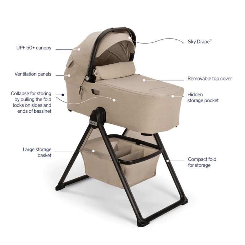 Nuna ® DEMI ™ next Brown Biscotti Baby Bassinet with Stand - Image 6