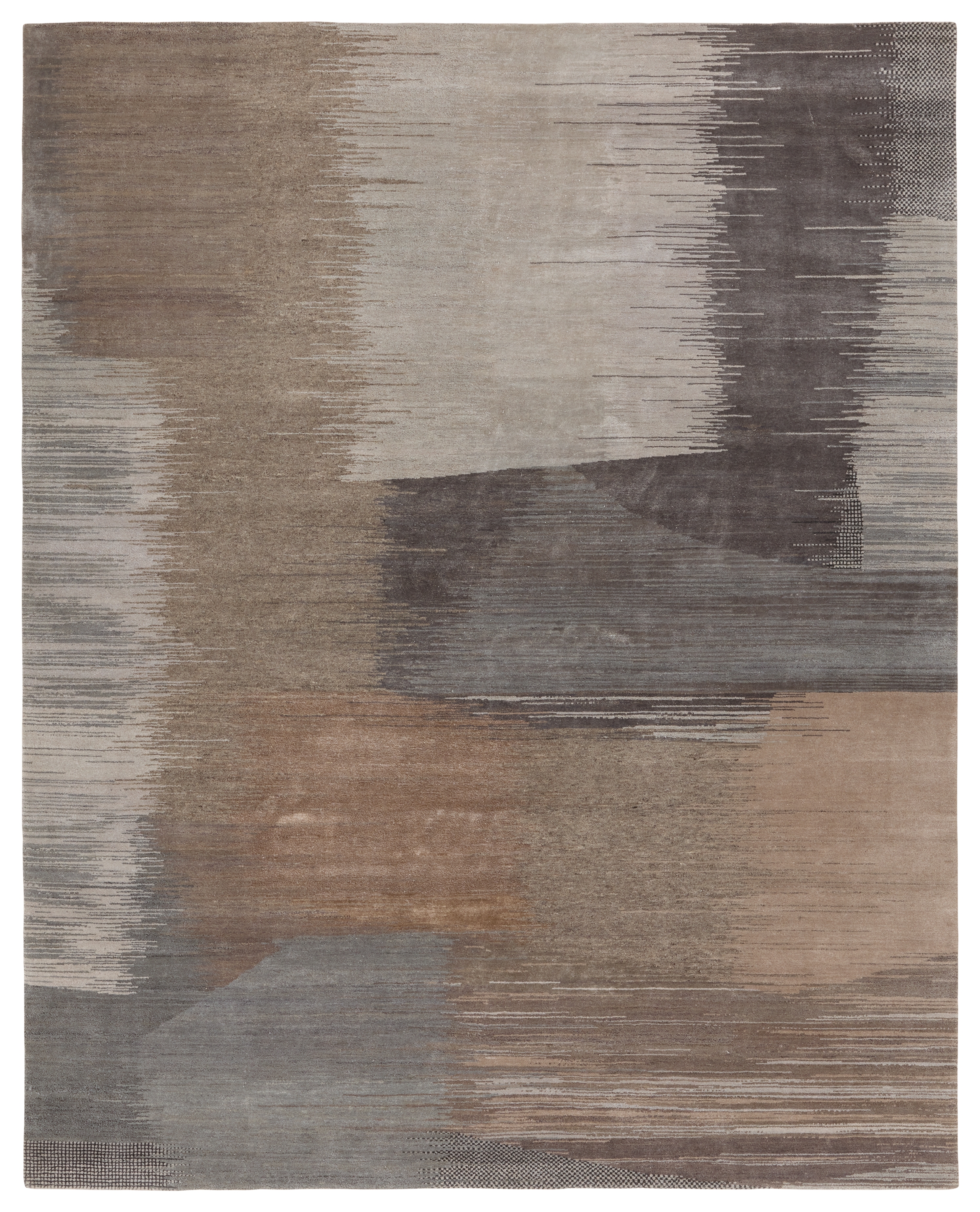 Kavi By Rhiain IGK01 Handknotted Abstract Gray and Brown Area Rug (9'x12') - Image 0