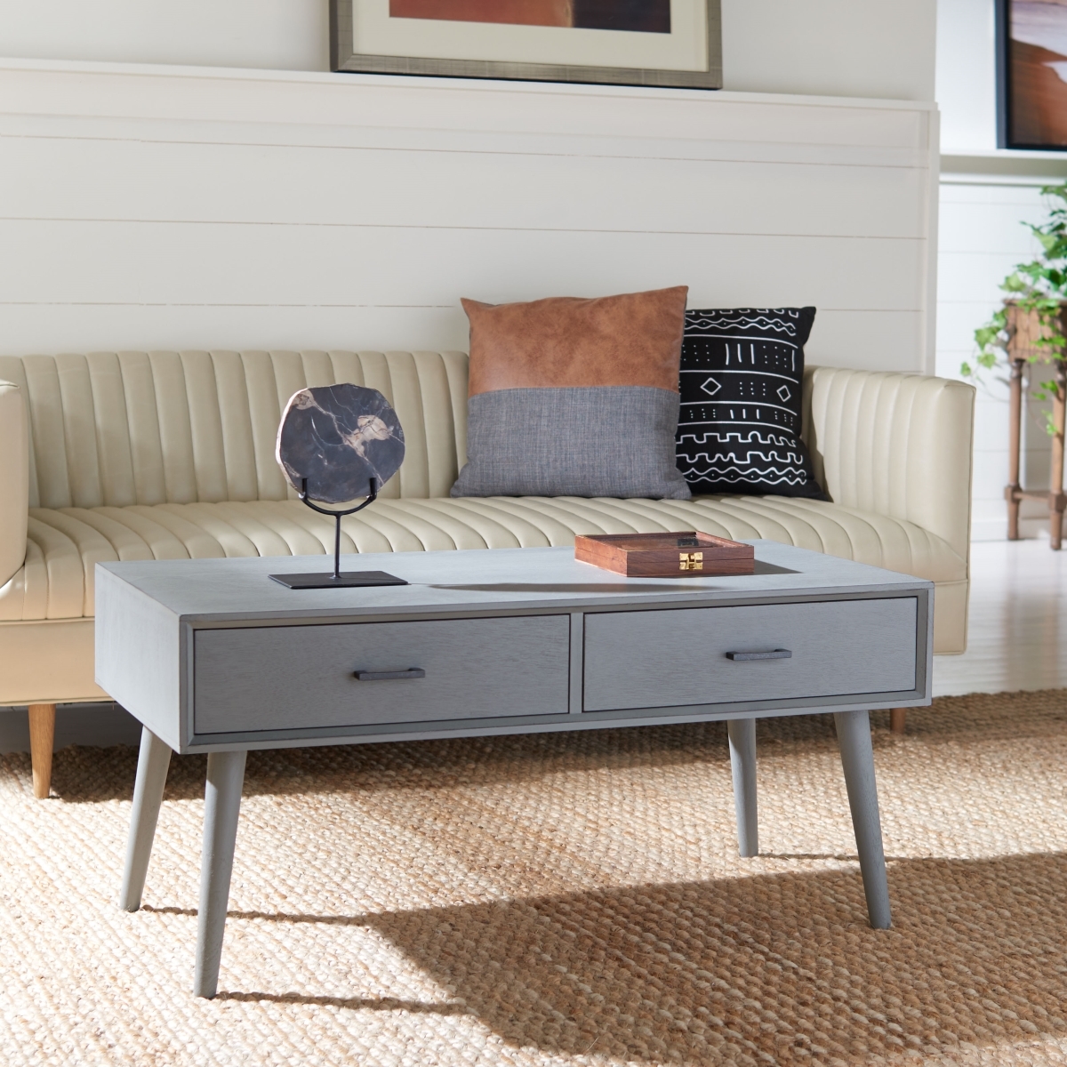 Mozart Mid - Century Coffee Table - Distressed Grey - Safavieh - Image 1