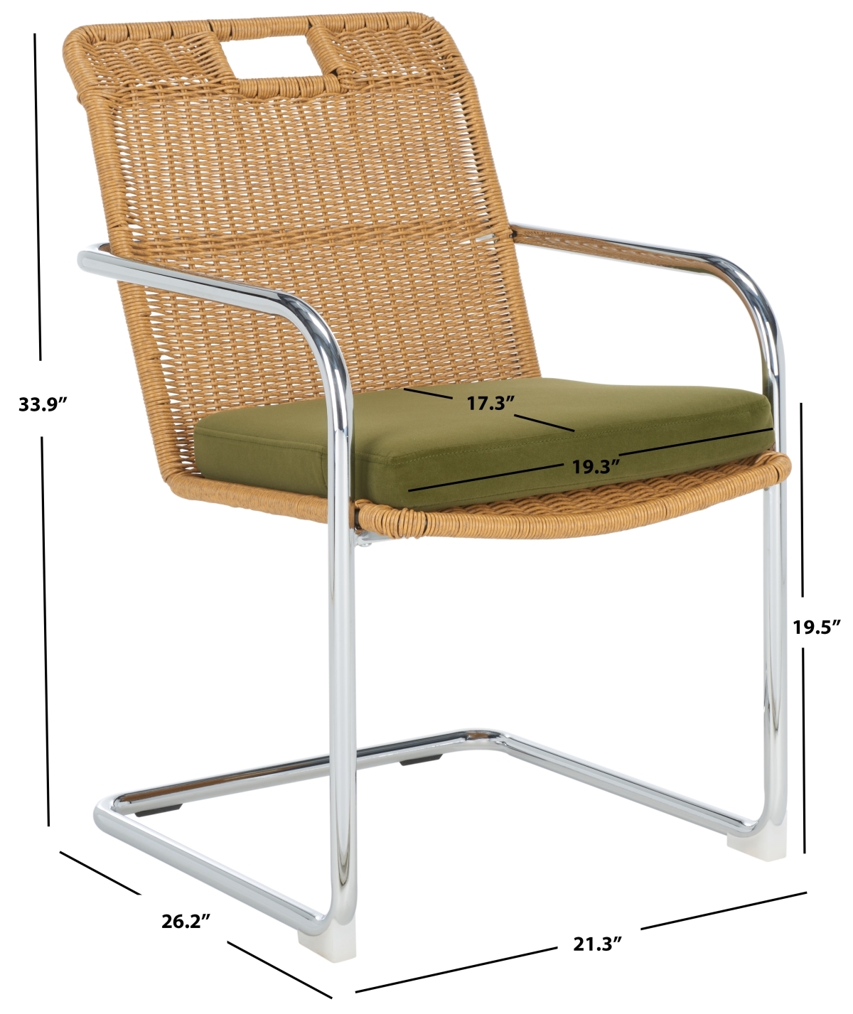 Malou Rattan Dining Chair - Olive / Natural - Safavieh - Image 8