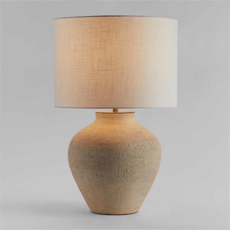 Corfu Cream Table Lamp with Linen Drum Shade - Image 1
