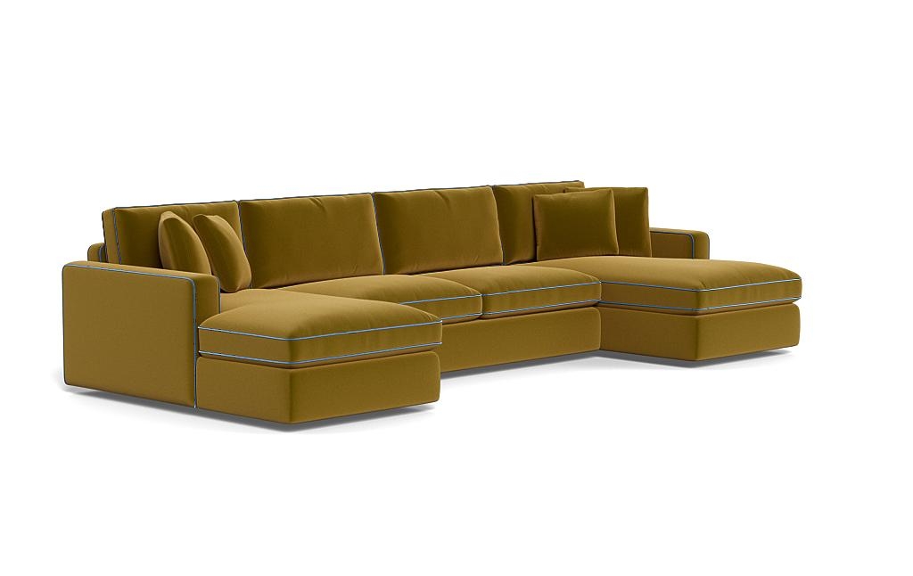 James 3-Piece 4-Seat U Chaise Sectional with Contrast Piping - Image 1
