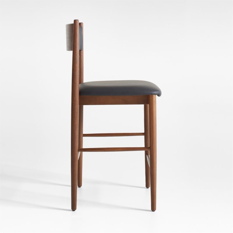 Petrie Barley Ash Black Leather Counter Stool - Image 3