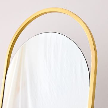 Folded Ellipse Standing Mirror, Antique Brass - Image 1