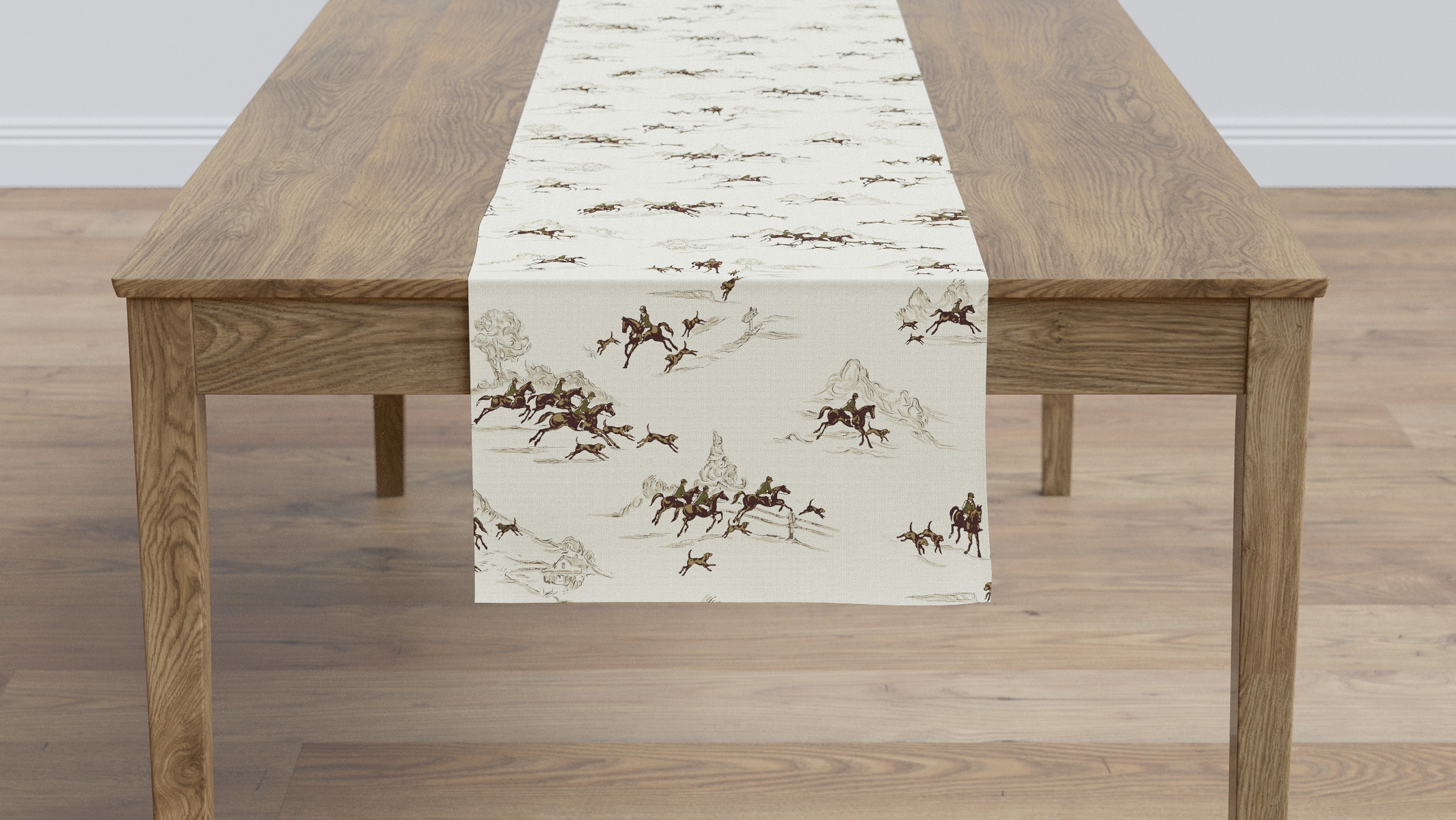 Table Runner 16" x 90", Green Cotswold Hunt, 16" x 90" - Image 1