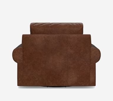 Big Sur Roll Arm Leather Swivel Armchair, Down Blend Wrapped Cushions, Signature Maple - Image 3