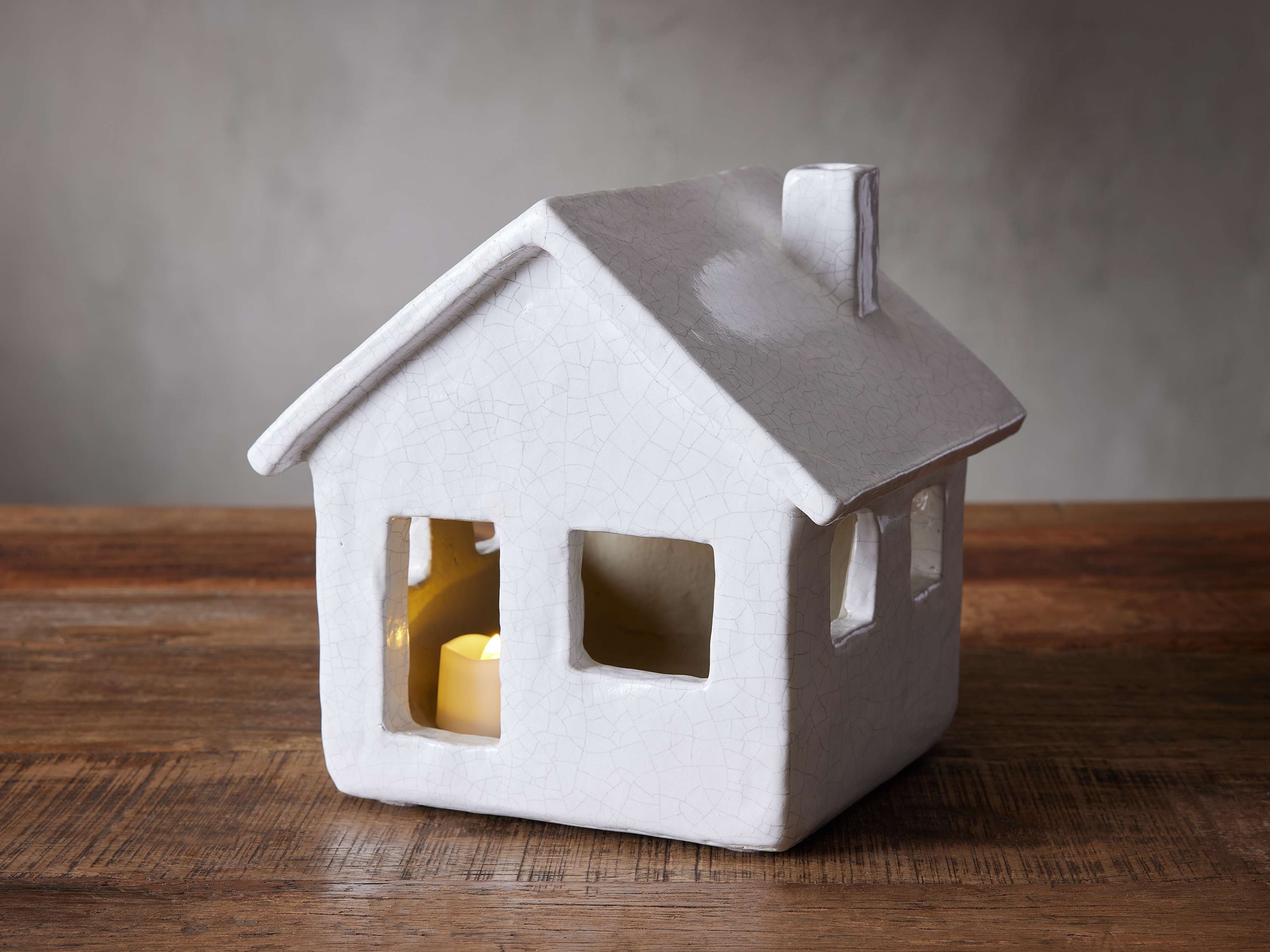 Crackle Glaze Village in Ceramic 8" White - Image 0