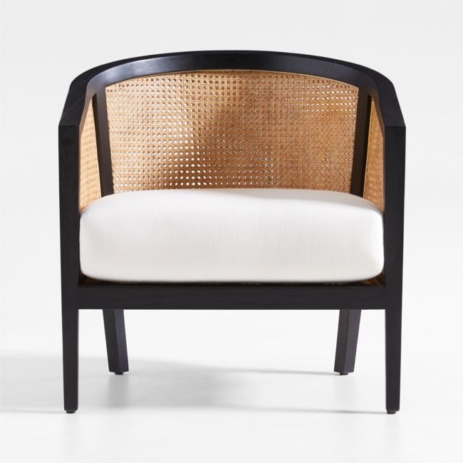 Ankara Cane Chair with Ivory Cushion, Black - Image 0