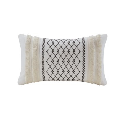 Kulick Embroidered Oblong Cotton Geometric Throw Pillow - Image 0