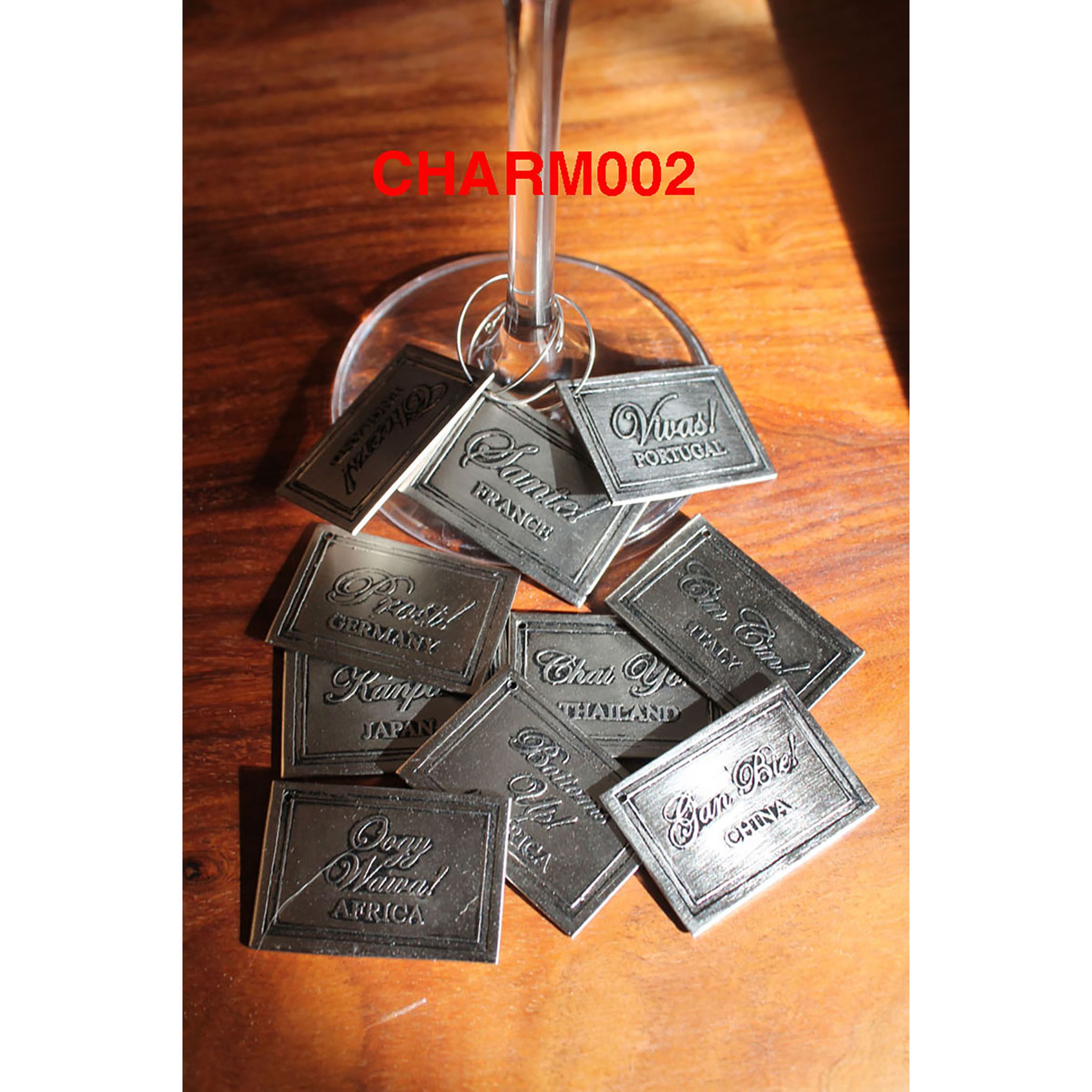 Rectangle Cheers Wine Charms - Image 0