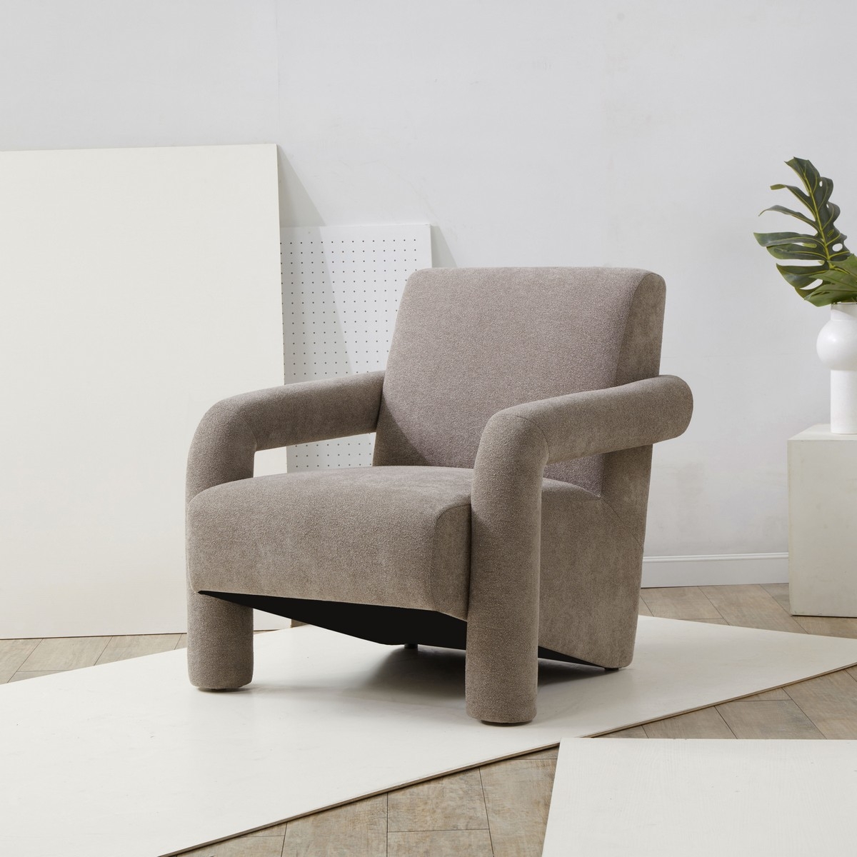 Faylin Boucle Accent Chair - Brown - Image 1