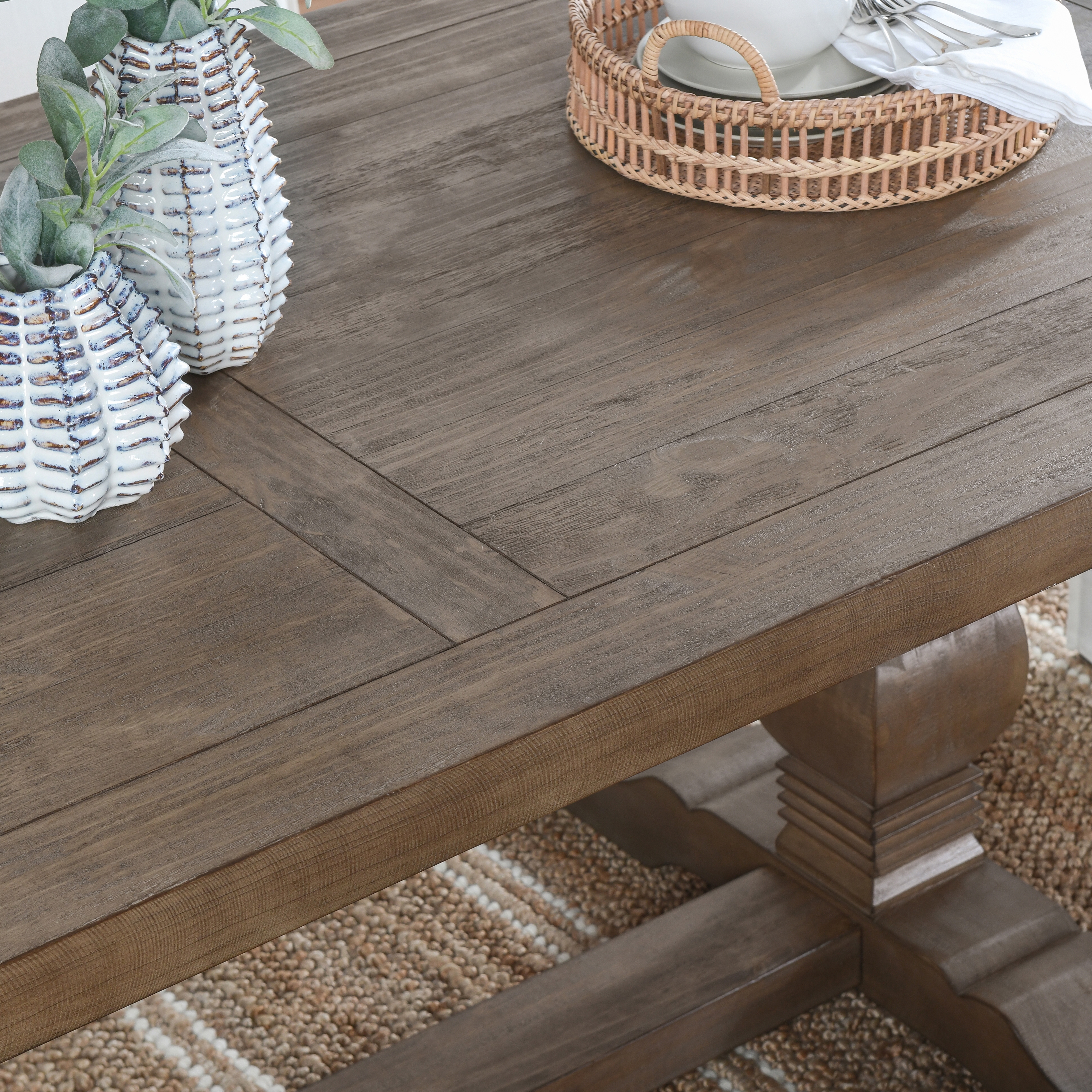 Caleb 78" Dining Table Distressed Brown - Image 6