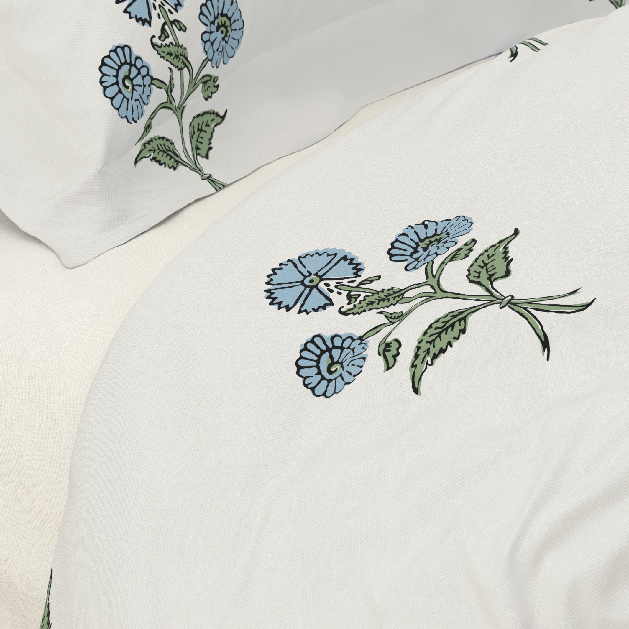 Organic Cotton Duvet Cover, Blue Delphine, Twin - Image 2