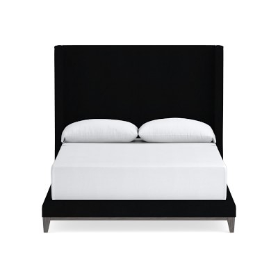Presidio Tall Bed, 60, Queen, Belgian Linen, Black, Grey Leg - Image 0