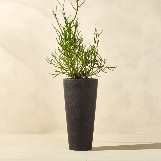 Shore Black Stone Indoor/Outdoor Planter Tall Set of 2 - Image 0