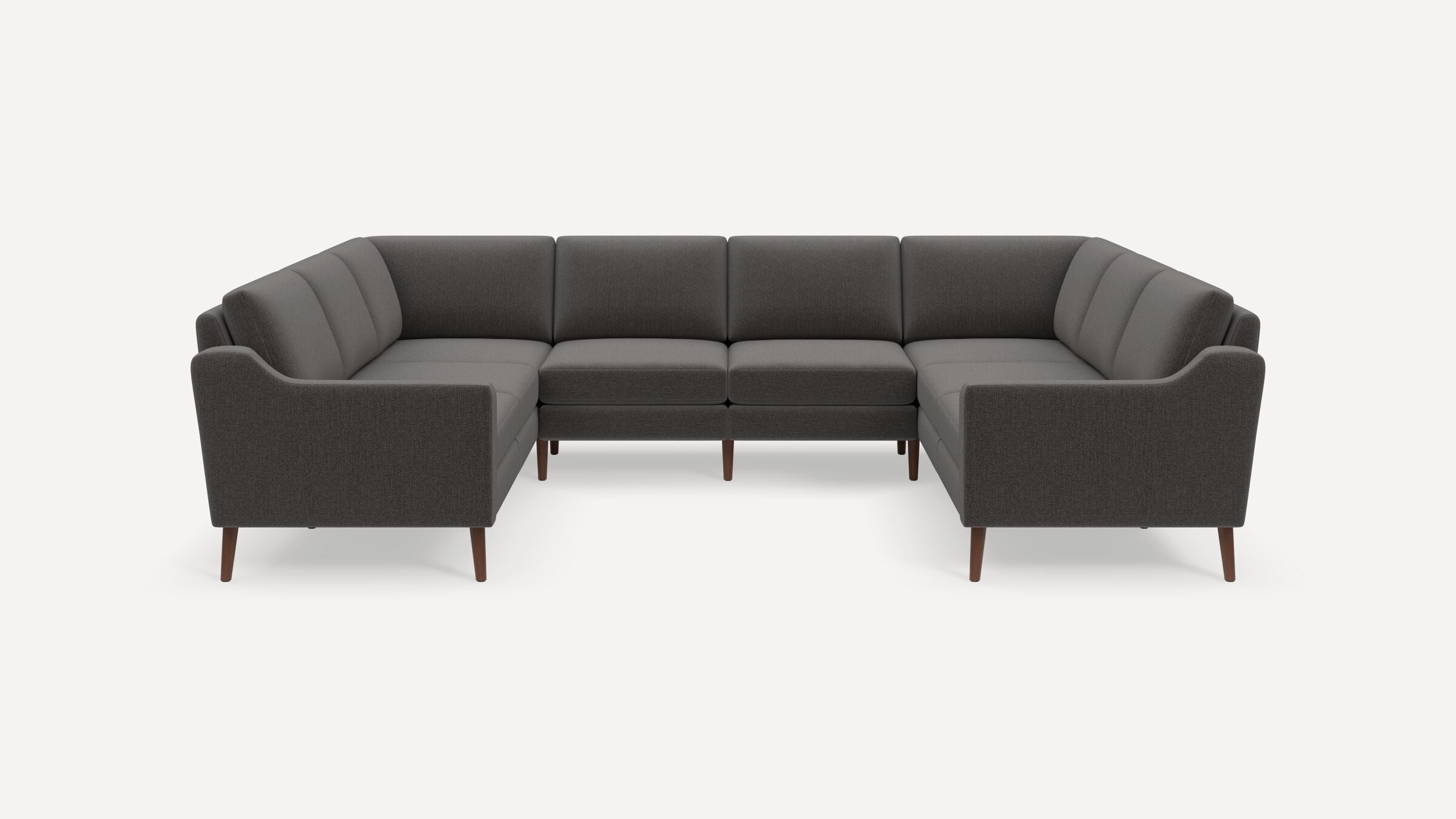 Nomad 8-Seat U Sectional - Heather Charcoal - Performance Chenille / Walnut - Wood / Slope - Image 0